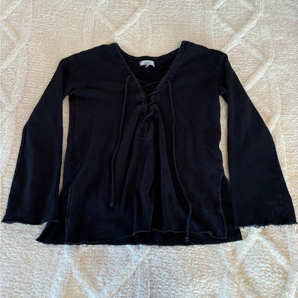 Truly Madly Deeply Lace Up Sweatshirt - Picture 1 of 5